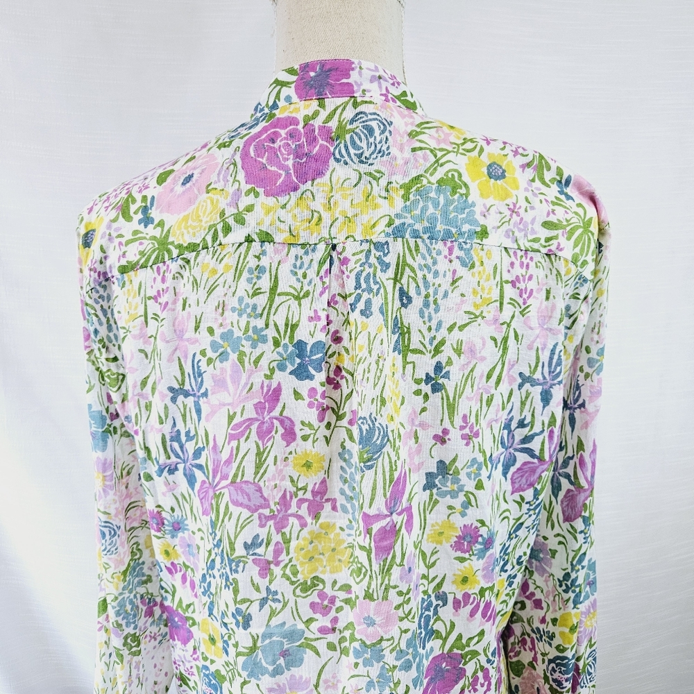 Banjanan White Floral Longsleeve Buttondown Tunic size Large - Picture 7 of 10